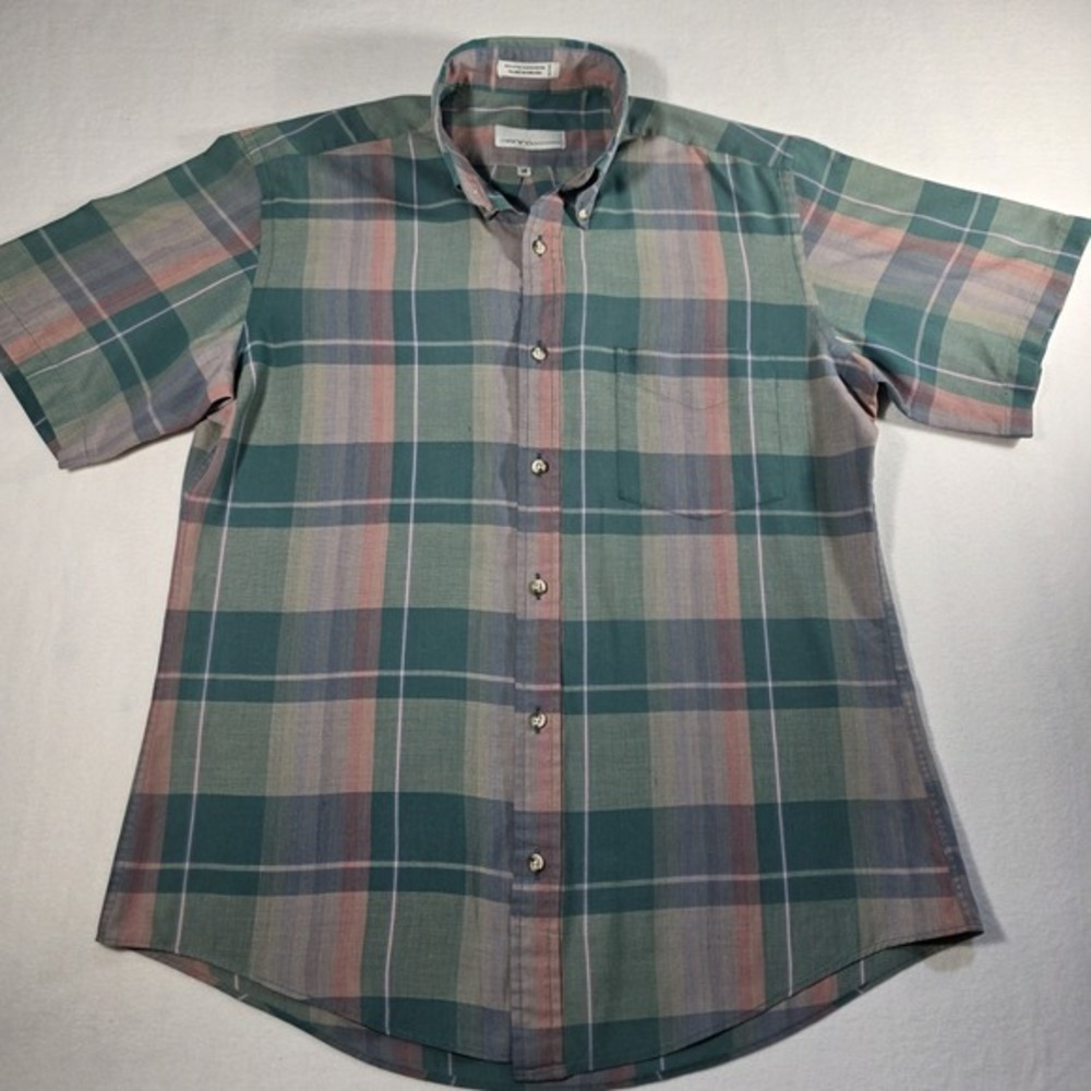Vintage 80's Enro Mens Single-Needle HONG KONG Tailored Button Up Shirt M Pastel